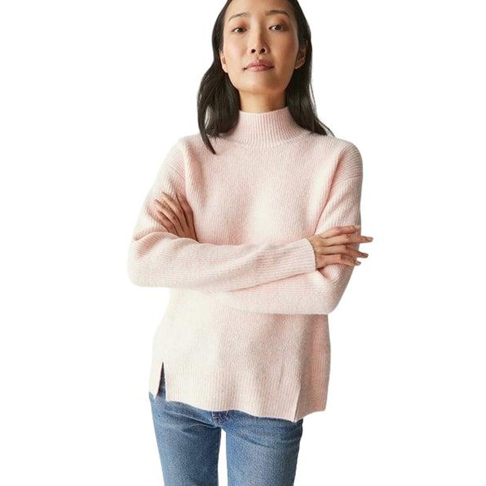 Michael Stars Zion Mock Neck Ribbed Sweater Pink Medium M NEW Quiet Luxury